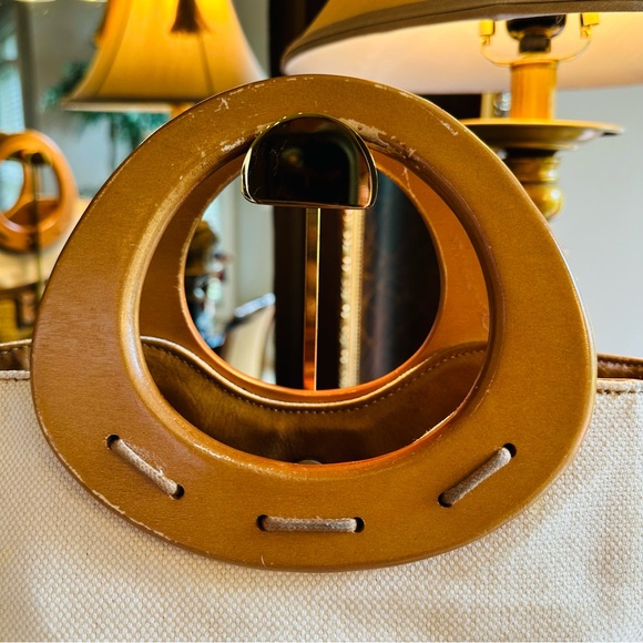 RELIC BRAND COLLECTION ESTABLISHED 1992 WHITE TAN CANVAS WOODEN HANDLE GOOD COND - Picture 12 of 15